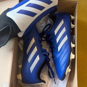 Adidas Royal Blue Cleats with White Shin Guard